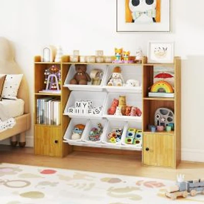 Kids Toy Storage and Bookshelf, Boxes and Open Shelves