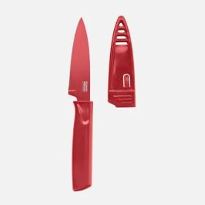 Kuhn Rikon COLORI®+ Paring Knife With Sheath, 4'' - Red