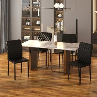 Set of 4 Modern Faux Leather Dining Chairs
