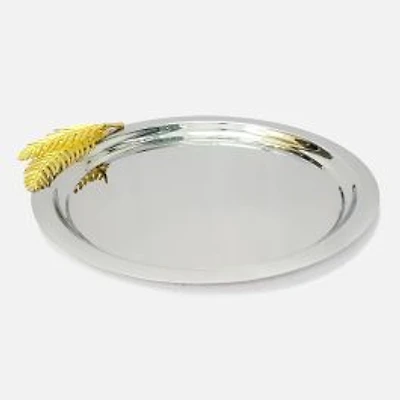 Elegance Gold Fern Tray, Round