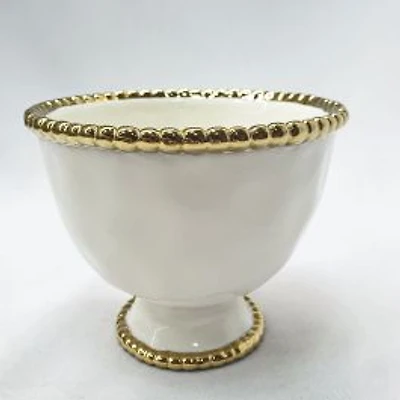Elegance Gold Bead Round Footed Bowl