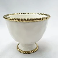 Elegance Gold Bead Round Footed Bowl