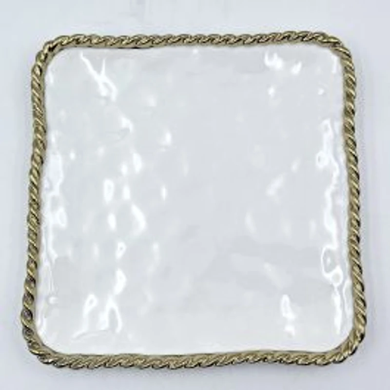 Elegance Gold Bead Square Appetizer Plate