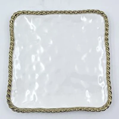 Elegance Gold Bead Square Appetizer Plate