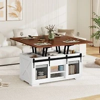 Lift Top Coffee Table with 2 Sliding Barn Doors