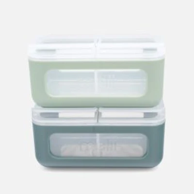 2 Compartment Snack Box, 2 Pieces - Cactus / Sage