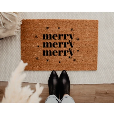 Merry Retro Christmas Coir Doormat