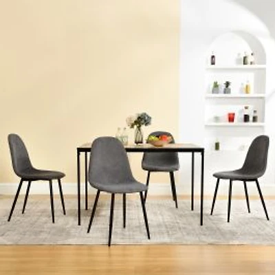 Maison Classique 5-Piece Minimalist Dining Set With Upholstered Dining Chairs