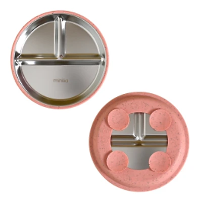 Assiette à succion acier inoxydable et silicone - Ensemble de 2