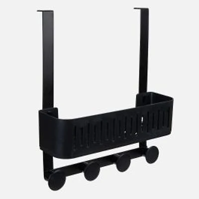 N&T Over the Door Caddy Metal With ABS Knobs - Black