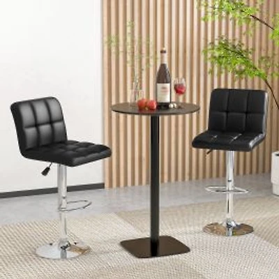 Modern Bat Stools Set of 2, Back and Heavy-duty Metal Base and Footrest - Black