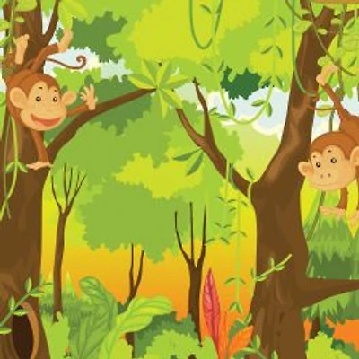 Monkeys in The Jungle Wallpaper Mural