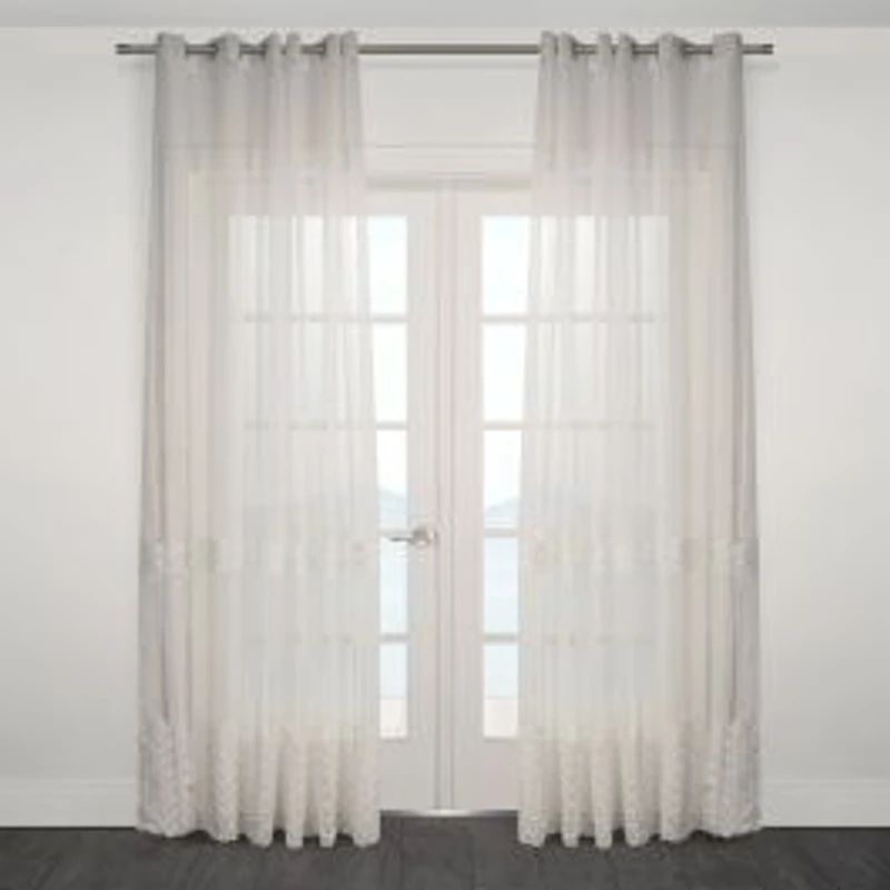 Embroidered Grommet Sheer Curtain