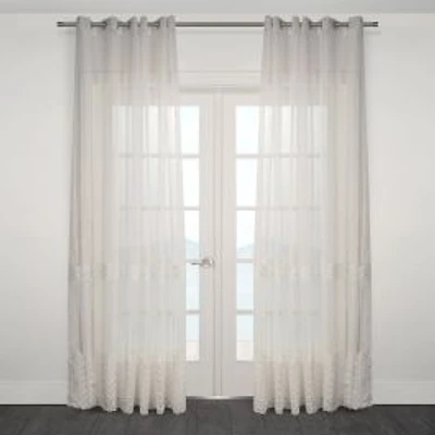 Embroidered Grommet Sheer Curtain
