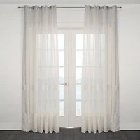 Embroidered Grommet Sheer Curtain