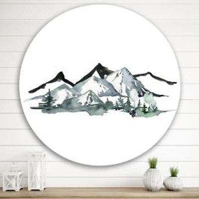 Minimalistic Winter Mountains Round Wall Art