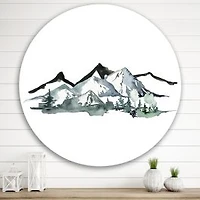 Minimalistic Winter Mountains Round Wall Art