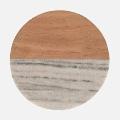 Maxwell & Williams Round Marble & Acacia Coaster, 10cm