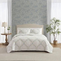 Laura Ashley Floral Embroidery Cotton Quilt Set