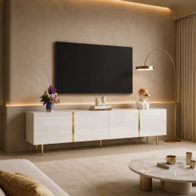 High-Gloss Modern TV Cabinet with 4 Doors - 67"