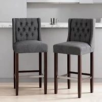 Set of 2 Charcoal Gray 30" Fabric Bar Stools