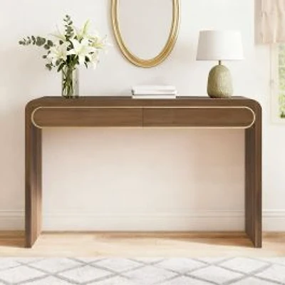 Wood Console Table with Drawer