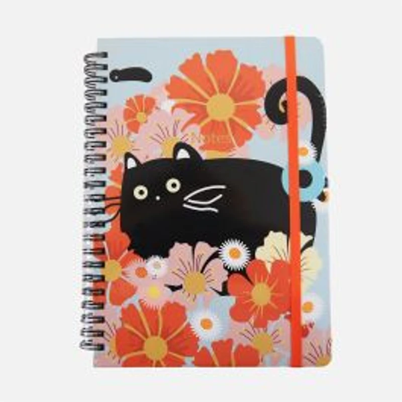 Notebook Hardcover Flowers & Cats 80 Sheets