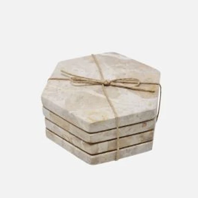 Hexagon Leopard Marble Coasters, Set of 4