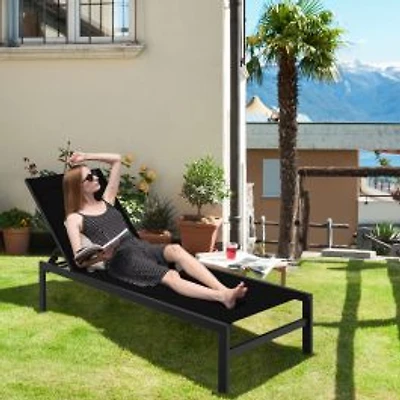 6-Position Chaise Lounge Chairs, Rustproof Aluminium Frame