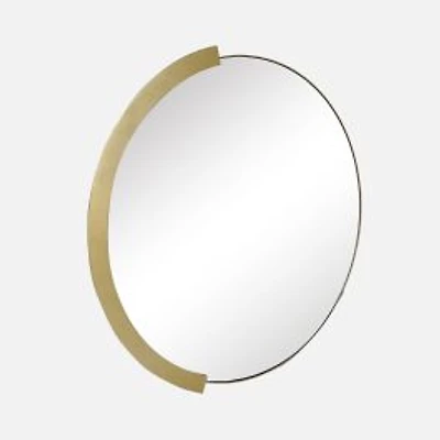 Odessa Round Framed Mirror with Champagne Side Rim
