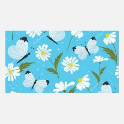 Coir Mat - Blue, Daisies