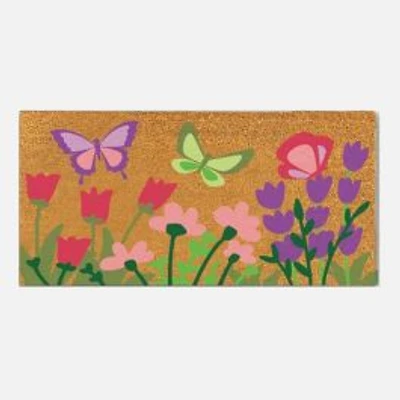 Flower Butterflies Coir Mat - Natural