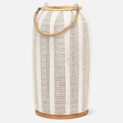 Tall Lantern with Jute Handle, 18" - Ivory