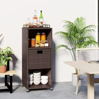 Outdoor Storage Cabinet, Drawer and 3 Shelves for Backyard