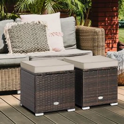 2-Piece Patio Ottoman, Removable Cushions