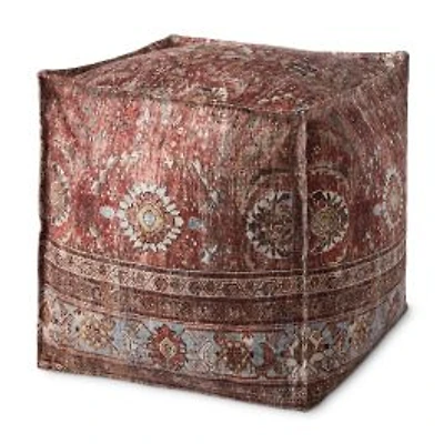 Loloi Leonardo Red and Multi Pouf