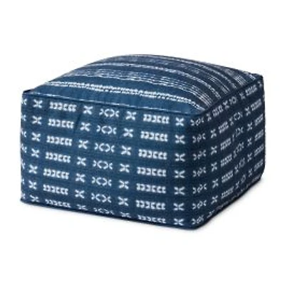 Loloi Beau Indigo and Ivory Pouf