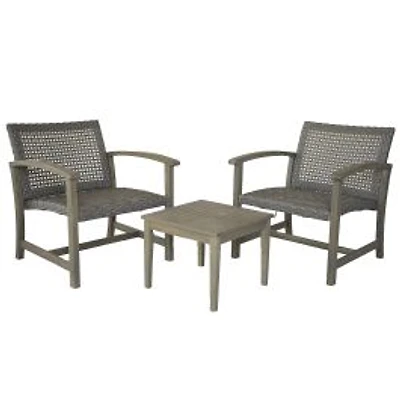 Patioflare Acacia Wood and Wicker Oversized Bistro Set