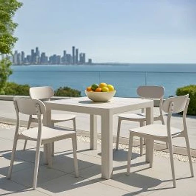 Patioflare Square Patio Table, Cream - 40 in