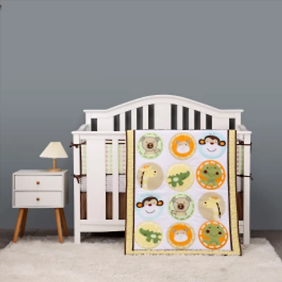 4-Piece Crib Bedding Set - Monkey, Crocodile, Koala