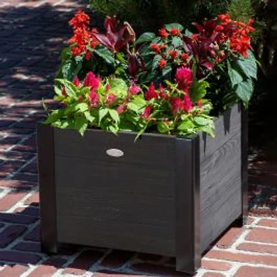 Grapevine Low Profile Planter, FSC Recycled Wood, Square, Cocoa