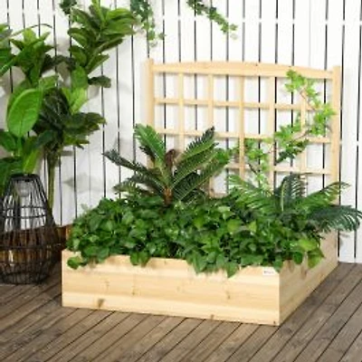 Wood Planter Box with Trellis