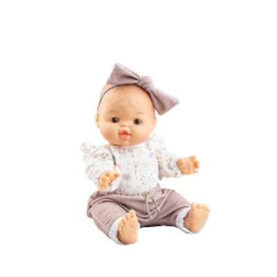 Paola Reina Gordis doll - Pink with floral sweater, pants and bow