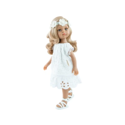 Paola Reina Las Amigas doll - Luciana White Dress and Flower Headband