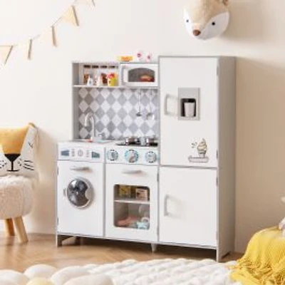 Pretend Play Kitchen for Kids Aged 3+, Real Sounds and Lights - White