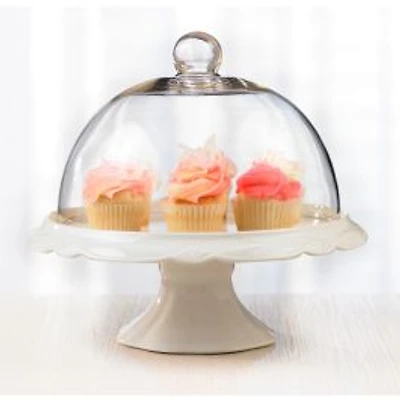 Brilliant Bianco Pedestal Cake Plate & Dome
