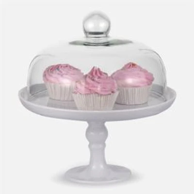 Brilliant White Pedestal Cake Stand & Dome