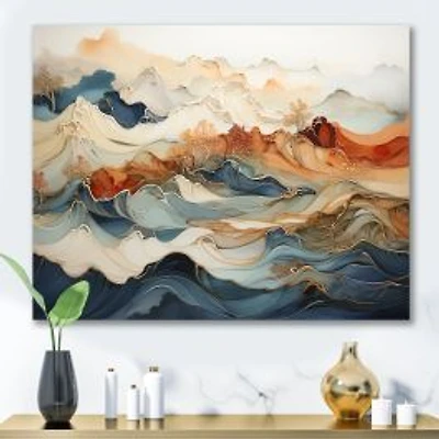 Flowing Orange and Blue Ink – Contemporary Abstract Series
