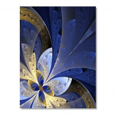Blue and Yellow Fractal Pattern Canvas Art Print