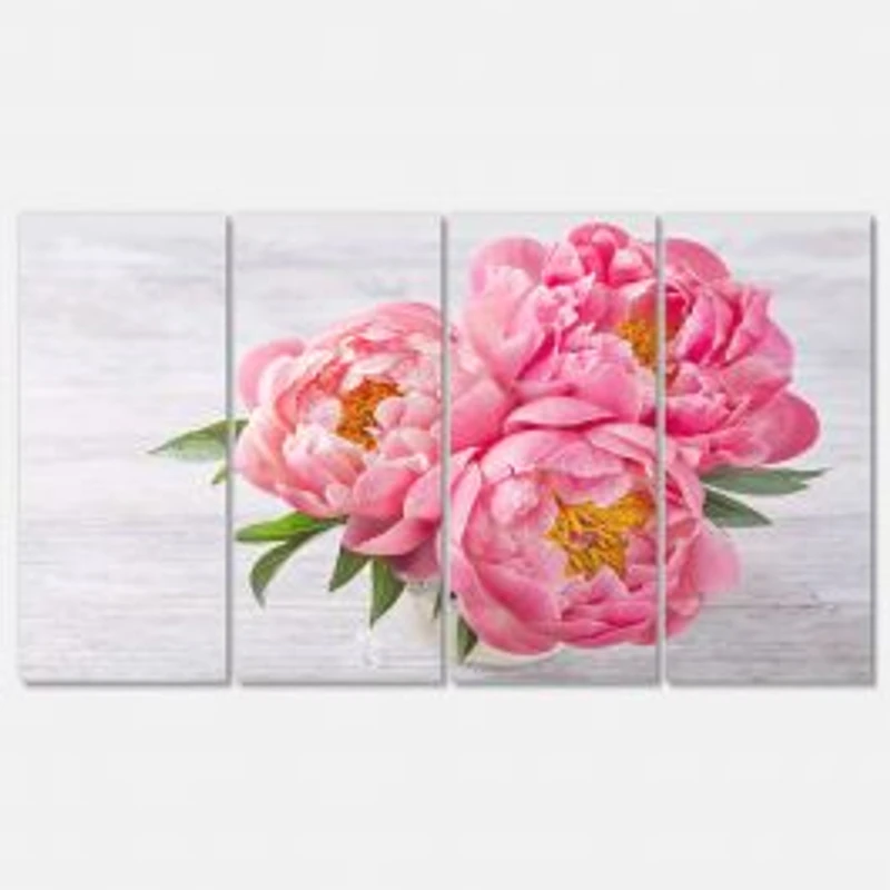 Bunch of Peony Flowers in Vase Canvas Wall Art